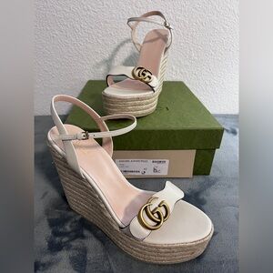 Brand New Gucci Women’s Mystic White Espadrille Clifford Wedges Size 42 (US 12)